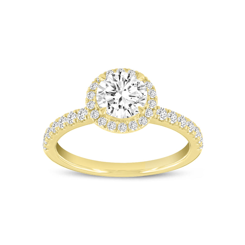 Certified Lab Grown Round Diamond Halo Ring (1.52 ctw) in 14K Yellow Gold