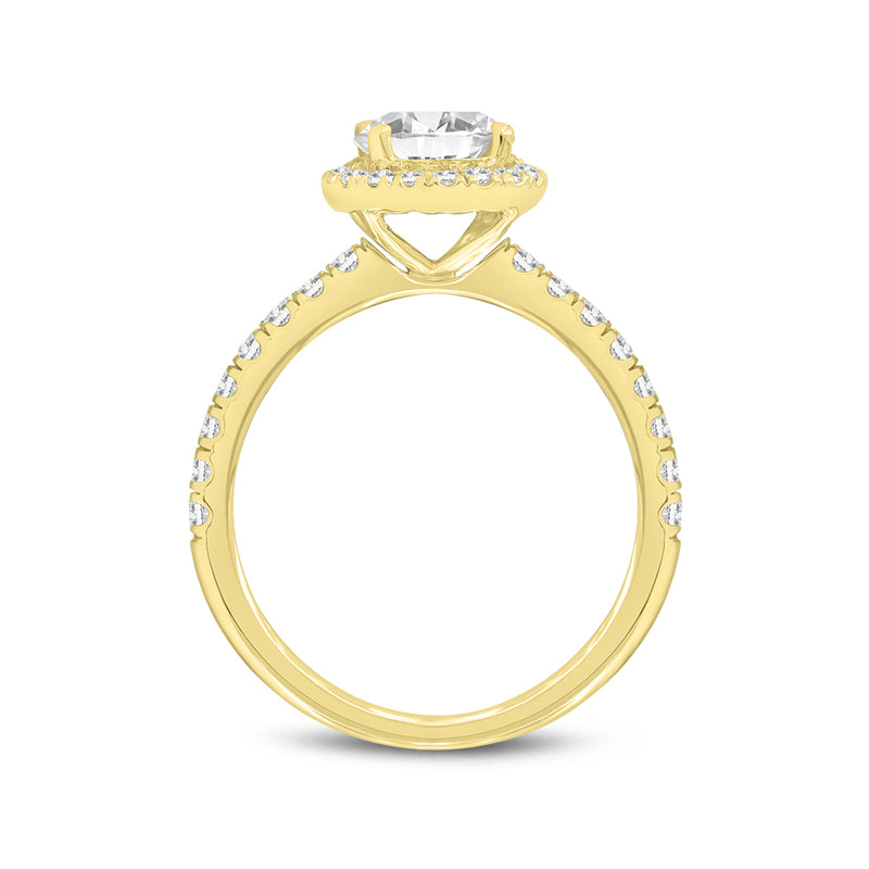 Certified Lab Grown Round Diamond Halo Ring (1.52 ctw) in 14K Yellow Gold