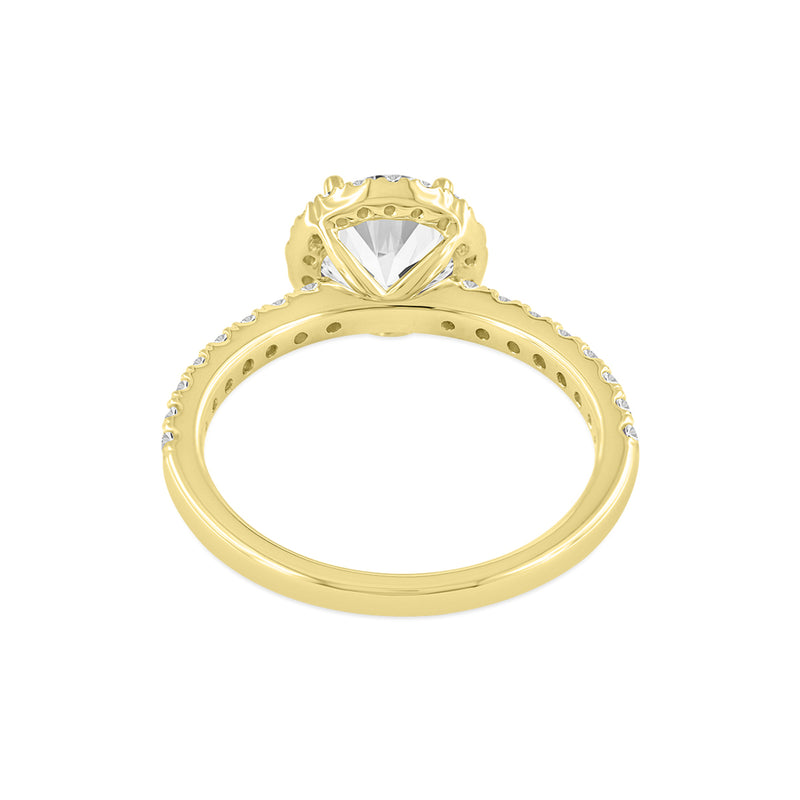 Certified Lab Grown Round Diamond Halo Ring (1.52 ctw) in 14K Yellow Gold