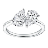 Twin Flames 14K White Gold Pear Cut Lab Grown Diamond Toi et Moi Ring - 2 ct