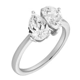 Twin Flames 14K White Gold Pear Cut Lab Grown Diamond Toi et Moi Ring - 2 ct