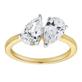 Twin Flames 14K Yellow Gold Pear Cut Lab Grown Diamond Toi et Moi Ring - 2 ct