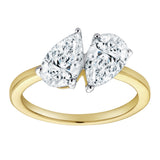 Twin Flames 14K Yellow Gold Pear Cut Lab Grown Diamond Toi et Moi Ring - 2 ct