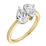 Twin Flames 14K Yellow Gold Pear Cut Lab Grown Diamond Toi et Moi Ring - 2 ct