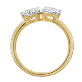 Twin Flames 14K Yellow Gold Pear Cut Lab Grown Diamond Toi et Moi Ring - 2 ct