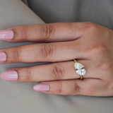 Twin Flames 14K Yellow Gold Pear Cut Lab Grown Diamond Toi et Moi Ring - 2 ct