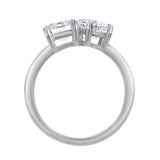 Evermore 14K White Gold Toi et Moi Emerald and Pear Lab Grown Diamond Ring - 3 ct