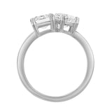 Evermore 14K White Gold Toi et Moi Emerald and Pear Lab Grown Diamond Ring - 3 ct