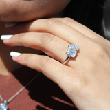 Evermore 14K White Gold Toi et Moi Emerald and Pear Lab Grown Diamond Ring - 3 ct