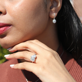 Evermore 14K White Gold Toi et Moi Emerald and Pear Lab Grown Diamond Ring - 3 ct