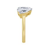 Evermore 14K Yellow Gold Emerald and Pear cut Diamond Toi et Moi Ring - 3 ct