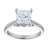 Genoveva 14K White Gold Princess Cut Lab Grown Diamond Hidden Halo Engagement Ring - 2.2 Ct