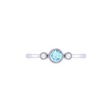 Round Cut Aquamarine & Diamond Birthstone Ring In 14K White Gold