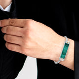 Malachite Big ID Cuff Bracelet in Sterling Silver