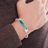 Malachite Small ID Cuff Bracelet in Sterling Silver