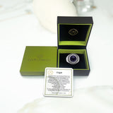 Blue Sand Stone Flat Back Cabochon Signet Ring in Black Rhodium Plated Sterling Silver