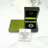 Seraphinite Stone Signet Ring in Black Rhodium Plated Sterling Silver
