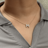 Bubble Initial Diamond Letter Pendant in 14K Yellow Gold - M