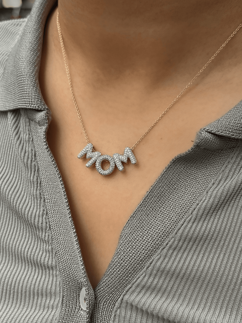 Bubble Initial Diamond Letter Pendant in 14K Yellow Gold - O