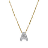 Bubble Initial Diamond Letter Pendant in 14K Yellow Gold - A