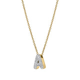 Bubble Initial Diamond Letter Pendant in 14K Yellow Gold - A