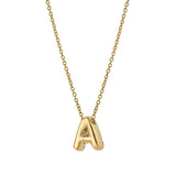 Bubble Initial Diamond Letter Pendant in 14K Yellow Gold - A