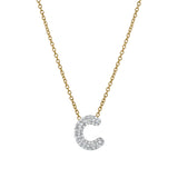 Bubble Initial Diamond Letter Pendant in 14K Yellow Gold - C