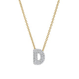 Bubble Initial Diamond Letter Pendant in 14K Gold – D