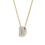 Bubble Initial Diamond Letter Pendant in 14K Gold – D