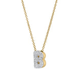 Bubble Initial Diamond Letter Pendant in 14K Gold – B