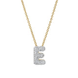 Bubble Initial Diamond Letter Pendant in 14K Gold – E