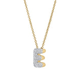 Bubble Initial Diamond Letter Pendant in 14K Gold – E