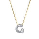 Bubble Initial Diamond Letter Pendant in 14K Gold – G