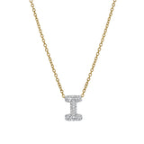 Bubble Initial Diamond Letter Pendant in 14K Yellow Gold - I