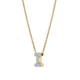 Bubble Initial Diamond Letter Pendant in 14K Yellow Gold - I