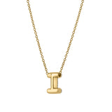 Bubble Initial Diamond Letter Pendant in 14K Yellow Gold - I
