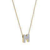 Bubble Initial Diamond Letter Pendant in 14K Yellow Gold - M