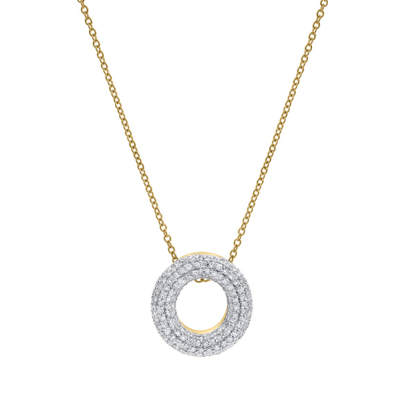Bubble Initial Diamond Letter Pendant in 14K Yellow Gold Big - O