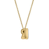 Bubble Initial Diamond Letter Pendant in 14K Gold – R