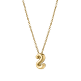 Bubble Initial Diamond Letter Pendant in 14K Gold – S
