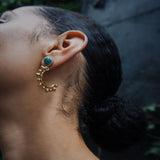 Rise & Shine Turquoise & Diamond Sun Earrings in 14K Yellow Gold Plated Sterling Silver