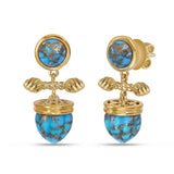 Golden Rays Turquoise Drop Earrings in 14K Yellow Gold Plated Sterling Silver