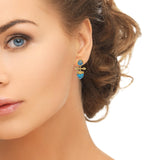 Golden Rays Turquoise Drop Earrings in 14K Yellow Gold Plated Sterling Silver