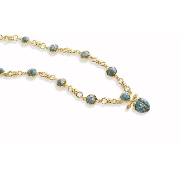 Twisted Rays Turquoise Necklace in 14K Yellow Gold Plated Sterling Silver