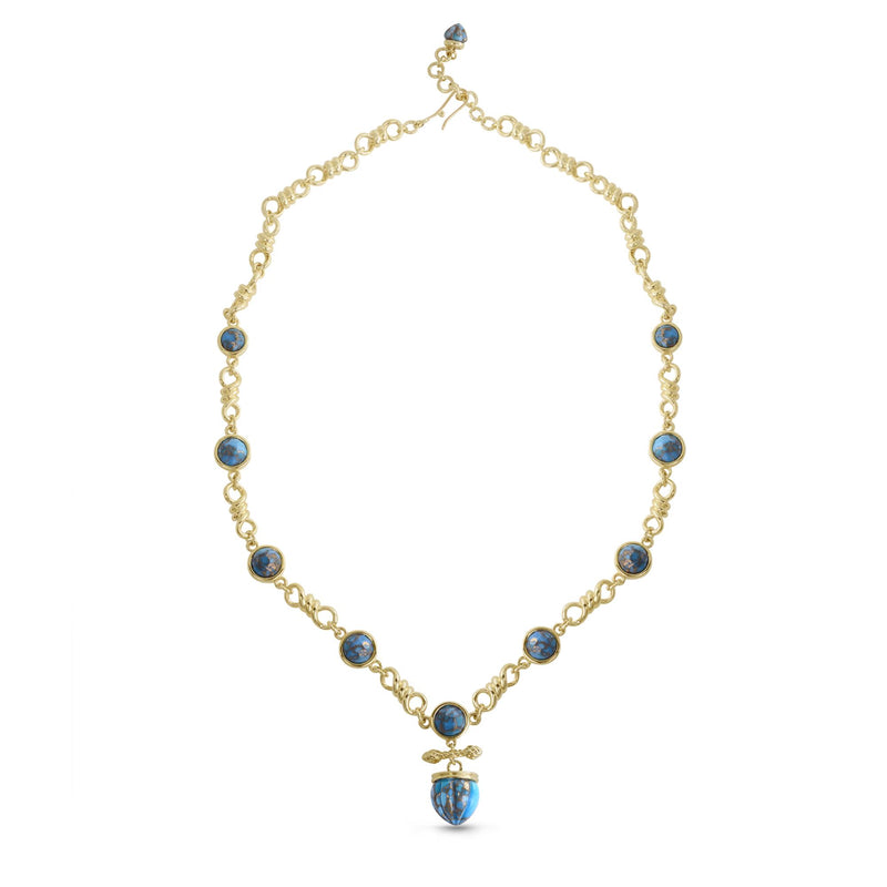 Twisted Rays Turquoise Necklace in 14K Yellow Gold Plated Sterling Silver