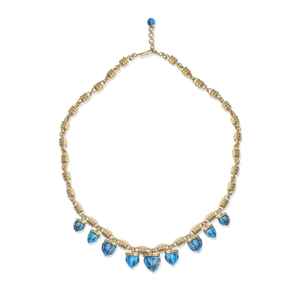 Sunshine Twist Turquoise Studded Necklace in 14K Yellow Gold Plated Sterling Silver