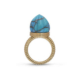 Summer Nights Turquoise Single Stone Ring & Pendant in 14K Yellow Gold Plated Sterling Silver