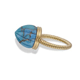 Summer Nights Turquoise Single Stone Ring & Pendant in 14K Yellow Gold Plated Sterling Silver