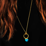 Summer Nights Turquoise Single Stone Ring & Pendant in 14K Yellow Gold Plated Sterling Silver