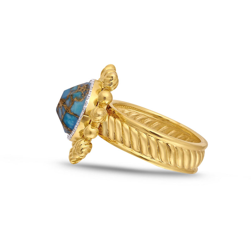 Rise & Shine Turquoise & Diamond Detachable Sun Ring in 14K Yellow Gold Plated Sterling Silver